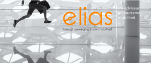 Pieter Elias als hardloper met aktetas in logo elias mobiliteit; uw adviseur in duurzame mobiliteit